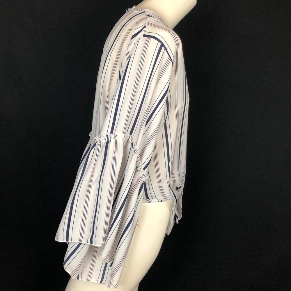 Lavender Fields Striped Bell Sleeve Blouse - Picture 4 of 7